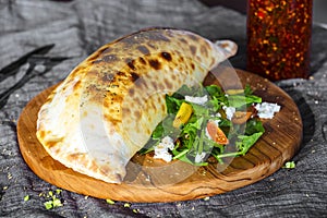 Calzone pizza with mushroom