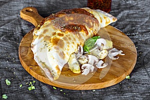 Calzone pizza with mushroom