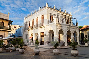 CAMAGUEY, CUBA - JAN 25, 2016: Ornate building on the Plaze de los Trabajadores square in the center of Camague photo