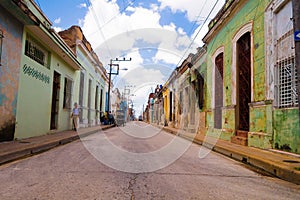 CAMAGUEY, CUBA - SEPTEMBER 4, 2015: Street view of