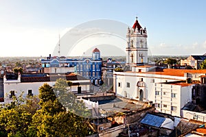 Camaguey UNESCO World Heritage Centre from above. View of the Plaza de los Trabajadores. aerial view