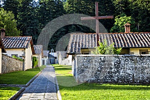 Camaldoli Monastery nestled in the nature reserve of the Casentino in Tuscany. Italy