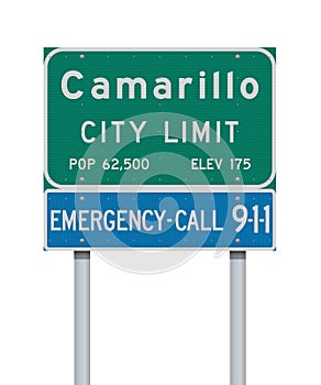Camarillo City Limit road sign photo