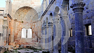 Cambazli Church video: old ruin, christianity, 5th century in Anatolia. Preserved old ruin, christianity, colonnades in