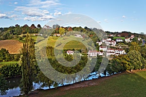 Cambo-les-Bains countryside landscape along Nive river course