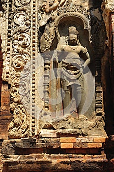 Cambodia Angkor Preah Ko temple carved guardian