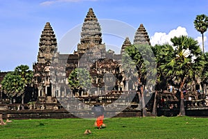 Cambodia Angkor wat towers view from the library