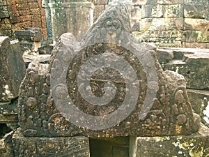 Cambodia Architecture. Bas-relief. Wall Carving in Angkor Wat Complex Siem Reap