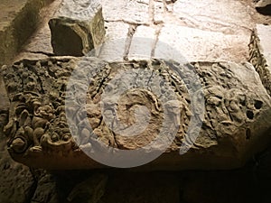 Cambodia Architecture. Bas-relief. Wall Carving in Angkor Wat Complex Siem Reap