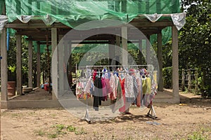 Cambodia, colored laundry