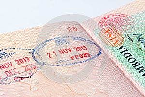 Cambodia immigration stamp in passport