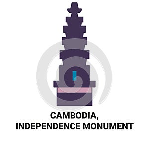 Cambodia, Independence Monument travel landmark vector illustration