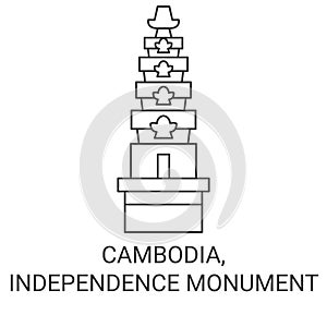 Cambodia, Independence Monument travel landmark vector illustration