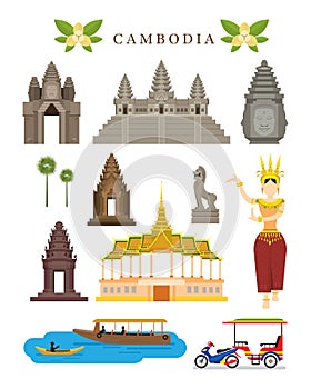 Cambodia Landmarks and Culture Object Set photo