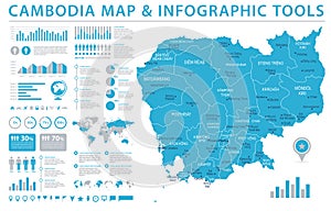 Cambodia Map - Info Graphic Vector Illustration