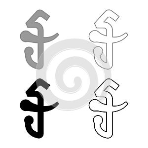 Cambodia riel currency symbol money sign set icon grey black color vector illustration image solid fill outline contour line thin