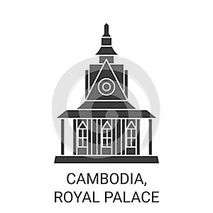 Cambodia, Royal Palace travel landmark vector illustration