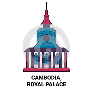 Cambodia, Royal Palace travel landmark vector illustration