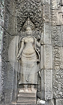 Cambodia. Siem Reap. Angkor Tom. Stone dancer