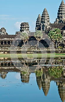 Cambodia Siem Reap Angkor Wat Reflection in Lily Pond