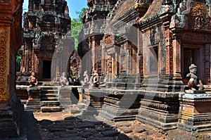 Cambodia - View of Benteay Srei, (the pink temple)