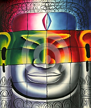 Cambodian Buddha Head Painting