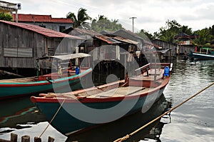 Cambodian fishing village and stilt houses