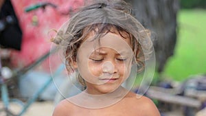 Cambodian kids in slums near phnom penh city dumping area