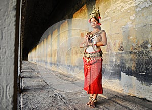 Cambodian Lady Beautiful Costume Traditional Culture Concept photo