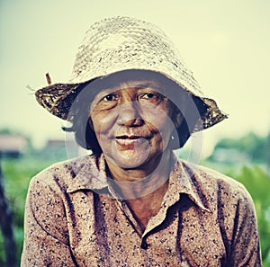 Cambodian Local Female Farmer Portrait Concept