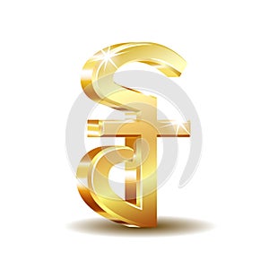 Cambodian riel currency symbol, golden money sign