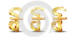 Cambodian riel currency symbol, golden money sign