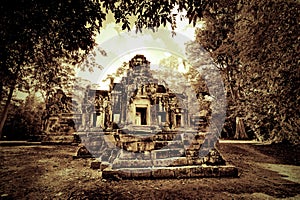 Cambodian temple ruins photo