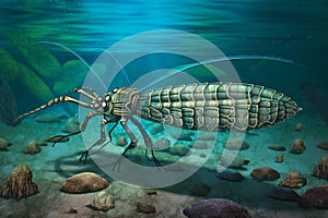 Cambrian opabinia, creative digital illustration, animals, insects photo