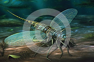 Cambrian opabinia, digital illustration artwork, animals, insects photo