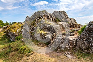 Cambrian rock formation in Swietokrzyskie Mountains in central Poland