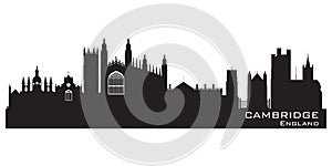 Cambridge England city skyline Detailed silhouette