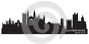 Cambridge England city skyline Detailed silhouette photo
