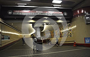 Cambridge MA, 30th june: Red Line Metro Station interior from Cambridge downtown in Massachusettes State of USA