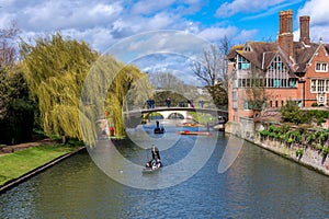 Cambridge, UK - 27 February 2016: Punting at Cambridge