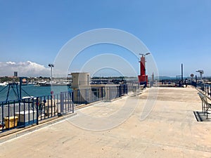 Cambrils, Spain, June 2019 - A close up of a pier