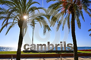 Cambrils welcome road sign in Tarragona