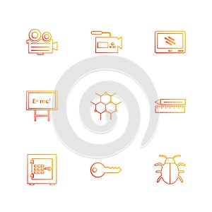 camcoder , camera , video , multimedia , computer , setting , eps icons set vector