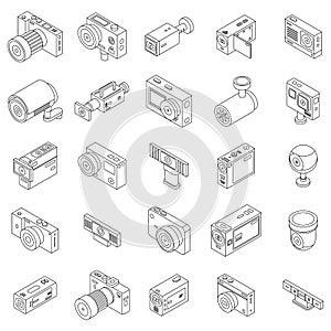 Camcorder icons set vector outline