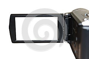 Camcorder LCD screen isolated on white photo