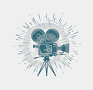 Camcorder, movie camera. Video shooting, cinema vector illustration