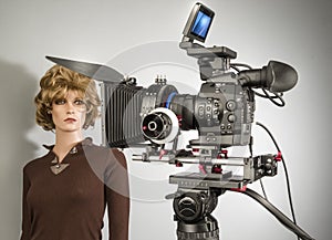 Camcorder for shooting and video production on-set in cine studio photo