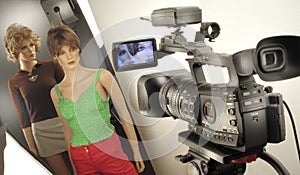 Camcorder for shooting and video production in cine studio set