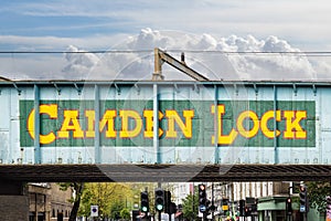 Camden lock bridge in Camden Town, famous neighbornhow of alternative culture shops photo