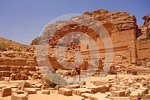 Camel in ancient city of Petra Jordan